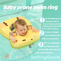 WaterDream Bouée de Bain Bébé Girafe Jaune en PVC Écologique Durable Imperméable Portable Non Gonflable Flotteur Axillaire Sécurité Enfants