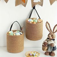 Panier de rangement rond en corde de papier tressée à la main, en fibres naturelles, pour la maison, support décoratif pour plantes, vente en gros, OEM ODM