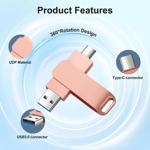 Memoria USB 2 en 1 Tipo-C de 16GB/32GB 2.0 con Logotipo Personalizado, Regalo Empresarial para Empresas, Pendrive Giratorio, Gran Venta - Product Image 4