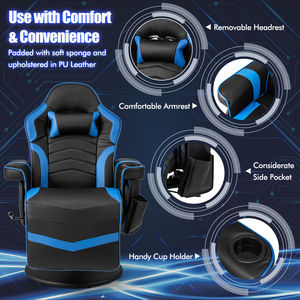 Super september Chaise de jeu inclinable à hauteur réglable pivotante pour jeux vidéo de course avec contrôleur de massage de la taille du dos - Product Image 2