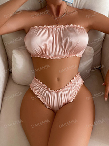 <span class=keywords><strong>Sexy</strong></span> Lingerie Satijn Nachtkleding Vrouwen Dame <span class=keywords><strong>Sexy</strong></span> Verleiding Nachtkleding 2 Stuk Beha Panty Thong Lingerie Set - Product Image 6