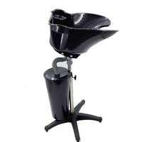Bac à laver les cheveux en métal et plastique vertical mobile pratique avec fonctions de levage et de positionnement assis pour les outils de coiffure de salon