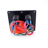 Panel saklar Rocker LED 4 Gang 12V, dengan Voltmeter Digital dua Port USB 12V kombinasi Outlet