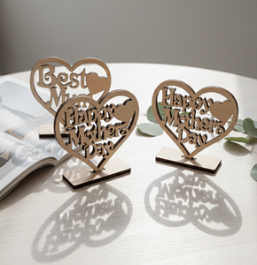 Manualidades Creativas de Madera Contrachapada Hechas a Mano, Decoración Navideña para el Hogar, Diseño de Corazón Hueco, Letras Cortadas con Láser, Regalos de Madera - Product Image 5