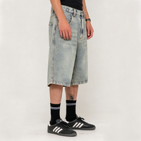 EIDEO OEM ODM Personnalisé Effet Moustache Écologique Streetwear Y2K Logo Délavé Jorts 14oz Jean Court Ample en Denim pour Hommes