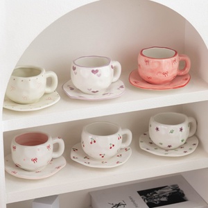Tasses et soucoupes en céramique fraîches et élégantes Lelyi, petites et de grande valeur, design créatif, cœur féminin, mug à café haut de gamme et exquis - Product Image 2
