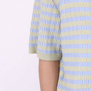 Suéter OEM y ODM personalizado para hombre, cárdigan con cuello en V, prendas de punto a rayas de manga corta, suéter de diseñador para hombre - Product Image 5