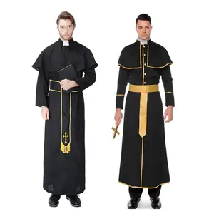 Cadılar bayramı Cosplay Pastor elbisesi elbiseler Priest Vestment kostüm kıyafet Pastor takım elbise