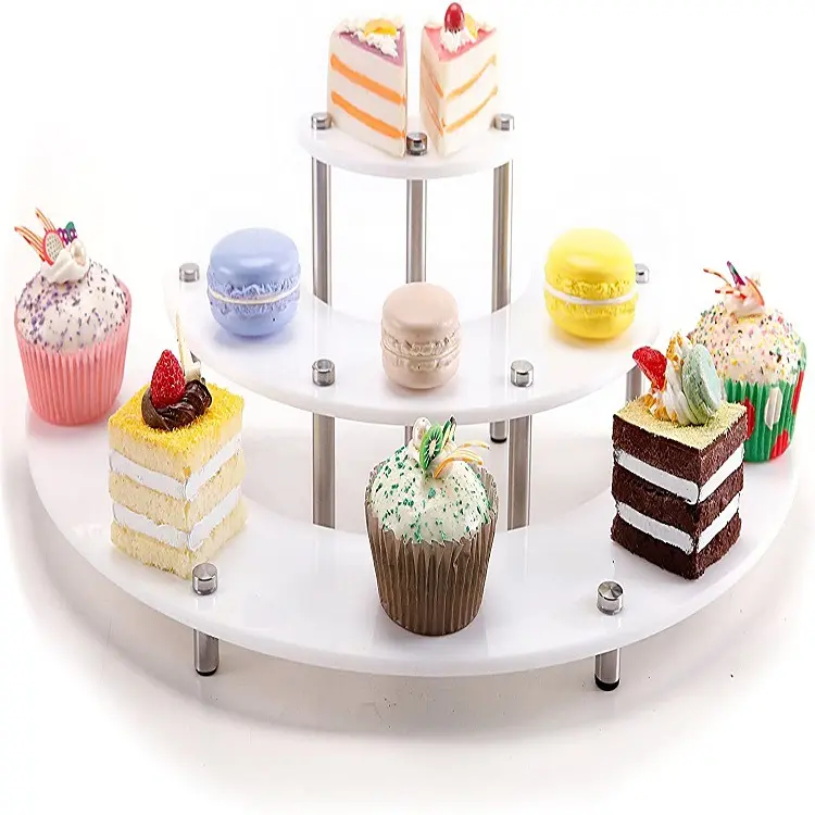 Hot Koop 3-Layer Acryl Bruiloft Ronde Dessert Display Stand Cake Stand Set