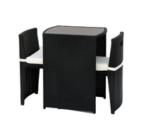Ensemble de 3 meubles de jardin en rotin PE, mobilier d'extérieur permettant de gagner de l'espace, Set moderne, Patio, balcon, à manger, Table ou chaises