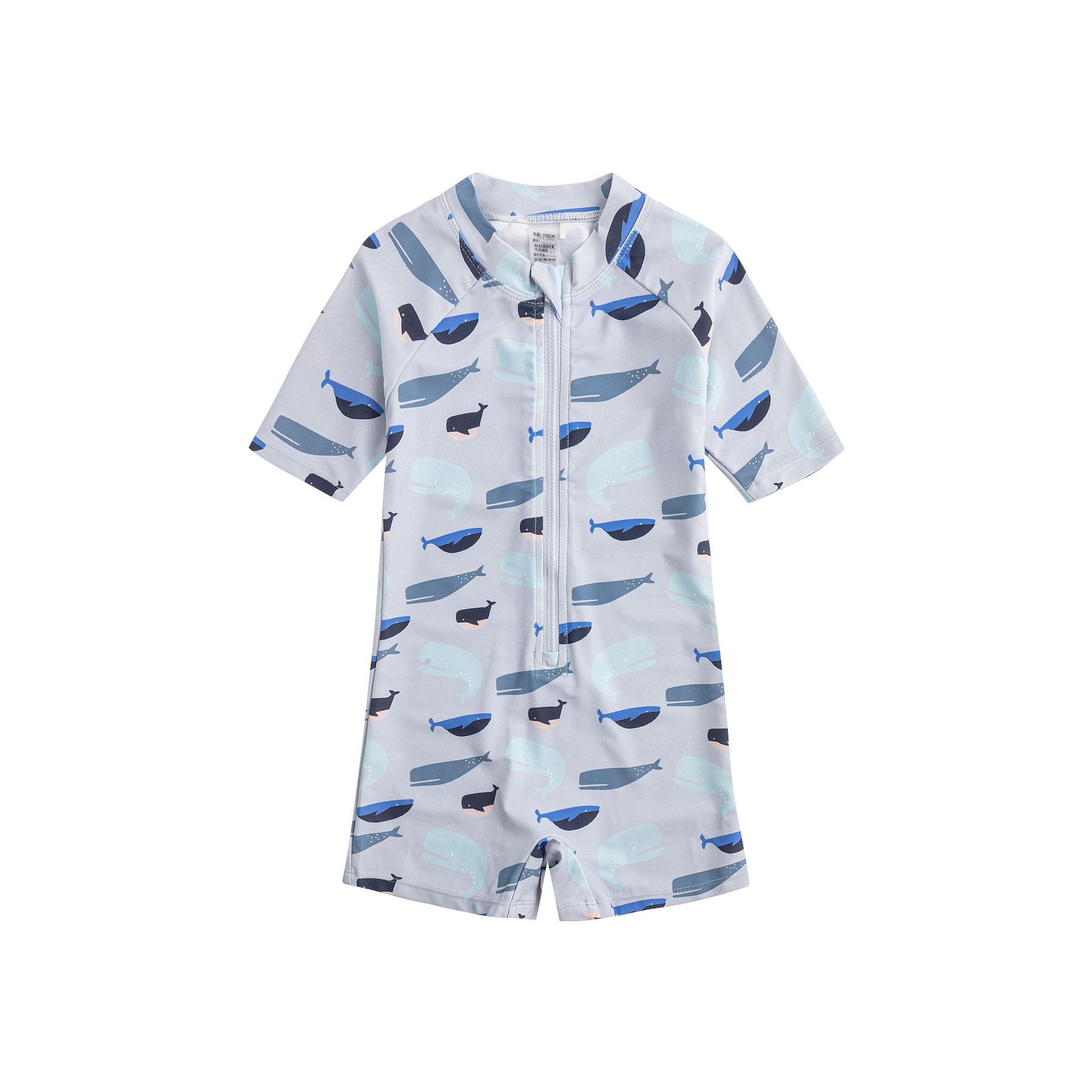 Maillot de bain une pièce baleine tigre avec bonnet de bain assorti.