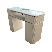 Table de Manucure de Luxe Moderne Personnalisée pour Salon de Beauté, Table à Ongles en Bois Multi-Rangements avec Séchoir à Ongles et Aspirateur de Poussière pour Usage Commercial