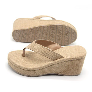 Sandalias <span class=keywords><strong>de</strong></span> yute informales <span class=keywords><strong>de</strong></span> tacón alto para <span class=keywords><strong>mujer</strong></span>, <span class=keywords><strong>chanclas</strong></span> con plataforma Isla <span class=keywords><strong>de</strong></span> cuña, Tanga <span class=keywords><strong>de</strong></span> lino, para playa, Verano - Product Image 4