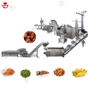 Nut frying and seasoning production line fryer fried corn soybeans flavoring machine seasoned peanut nuts beans