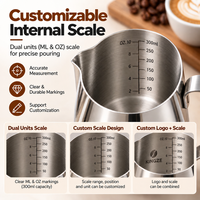 Pichet à lait Kingze OEM 300ml 450ml 600ml en acier inoxydable avec bec en bec d'aigle pour bar à café de marque