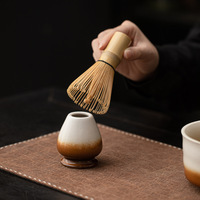 Vente en gros d'accessoires pour matcha personnalisés avec logo, outils en céramique émaillée flambrée, bol à matcha, fouet à matcha, ensembles de cadeaux