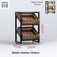 Fujiahe 3-laags stalen-houten displayrek voor producten, 12 houten kratten, eilandrek |   Zwaarbelastbaar roestvrij waterdicht fruit- en groentegerei