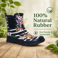 Bottes de pluie Chelsea en caoutchouc à motif floral rayé personnalisées pour femmes, idéales pour le jardin et les jours de pluie – Vente en gros usine