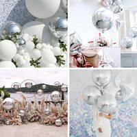 Ballons géants en aluminium argenté 4D, 20 pièces, 22/15/10 pouces, pour anniversaire, mariage, baptême, révélation du sexe, décoration de fête