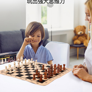 Set di Scacchi e Dama 2 in 1 in Legno, Gioco da Tavolo <span class=keywords><strong>per</strong></span> Adulti e Bambini - Product Image 3