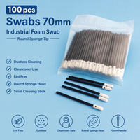 Écouvillon en mousse à tête ronde de 70 mm - Manche en PP noir de 3,2 mm de diamètre, mousse polyuréthane à cellules ouvertes (100 pièces/paquet) Échantillons gratuits