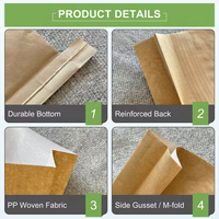 Sac en papier kraft de qualité alimentaire 25 kg en PP tissé avec soufflet, haute qualité, personnalisé pour l'emballage de mélanges d'épices et de condiments