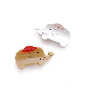 Barrette à cheveux en acétate Kawaii en forme d'éléphant, 9,5x5 cm, forme d'animal de dessin animé, pince à mâchoires, strass, couleur personnalisée, dégradé mignon - Product Image 1
