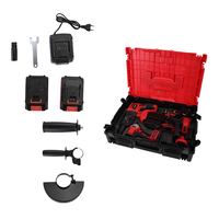 Kit combiné personnalisé 21V en acier inoxydable avec batterie 3.0Ah, perceuse à percussion électrique sans fil 3-en-1, meuleuse d'angle et outil sans balais