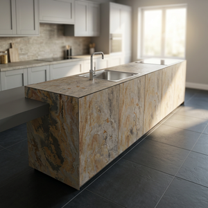 Nouvelle Arrivée Bloc de Placage en Pierre Flexible Translucide Argent Or Écologique Naturel Taille 280 cm pour Intérieur de Villa - Product Image 1