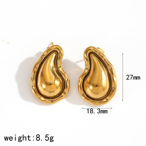 Conjunto de Collar y Pendientes de Acero Inoxidable en Forma de Lágrima, Color Oro y Plata, Unisex, Joyería Fina para Uso Diario - Product Image 4