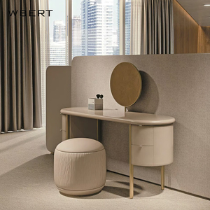 WBERT Italian Light Lujosa Mesa de Maquillaje y Escritorio, Color Crema Diseño Dormitorio, con Espejo y Cajones, Tocador - Product Image 4