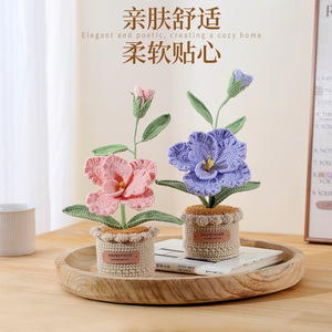 PLANTATION Artificielle <span class=keywords><strong>en</strong></span> Crochet de <span class=keywords><strong>Platycodon</strong></span> Grandiflorus <span class=keywords><strong>en</strong></span> <span class=keywords><strong>Pot</strong></span>, Ornements de Bureau à Domicile, Nouvelle Fabrication Artisanale <span class=keywords><strong>en</strong></span> Tricot - Product Image 3