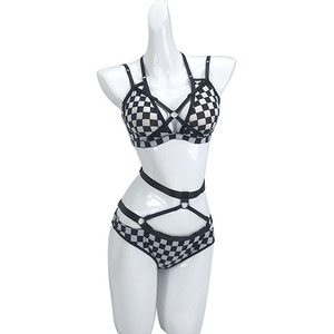 Ropa Deportiva exótica sin mangas para mujer, pantalones de cintura baja con estampado de tablero de damas, Sexy, Pole dance, precio de fábrica - Product Image 1