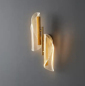 Modern Creative Simple <b>Sconce</b> Bedroom Metal Acrylic Transparent Streamer Decorative LED <b>Wall</b> Lamp - Product Image 2