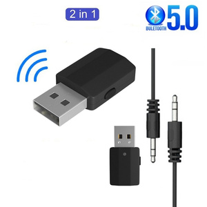 Adaptador Bluetooth Inalámbrico Estéreo Universal Mini AUX de 3.5mm 5.0, Transmisor y Receptor Bluetooth para Coche, Música, TV, Convertidor 2 en 1 - Product Image 1