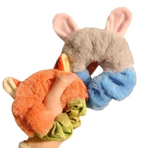Lindo Animal <span class=keywords><strong>Paradise</strong></span> Fox Orejas de conejo Fluffy Hair Tie Plush Large Scrunchie Accesorio para el cabello para mujeres Hecho de material de acetato - Product Image 5
