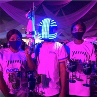 Casque LED d'Halloween Danse DJ Clubwear Danse Performance Discothèque Lumineux Robot Chapeau Lumineux Couvre-chef Fête masque LED costume