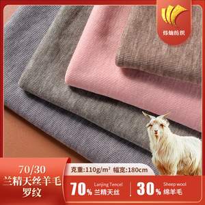 Usine de tissus en Chine 30% teneur en laine 1*1 Lenzing Tence laine côtes haute teneur en laine printemps et été T-shirt Cardiga - Product Image 1