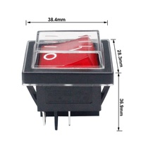 Imperméable rouge bouton 4 bornes à broches interrupteur à bascule avec couvercle en plastique/bouchon IP65 dans DPDT EXTÉRIEUR