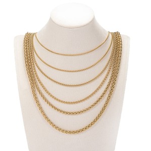 Cadena de Acero Inoxidable Chapada en Oro de 18K, Diseño Spiga, Unisex, Impermeable, Hipoalergénica, Trenzada, Estilo Canasta, a la Moda - Product Image 3