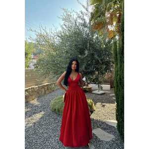Red <b>Floor</b>-<b>Length</b> Ball <b>Gown</b> Dress with Straps XS Size Formal Party <b>Gown</b> for Homecoming Rhinestone & Flower Decoration Long Style - Product Image 2