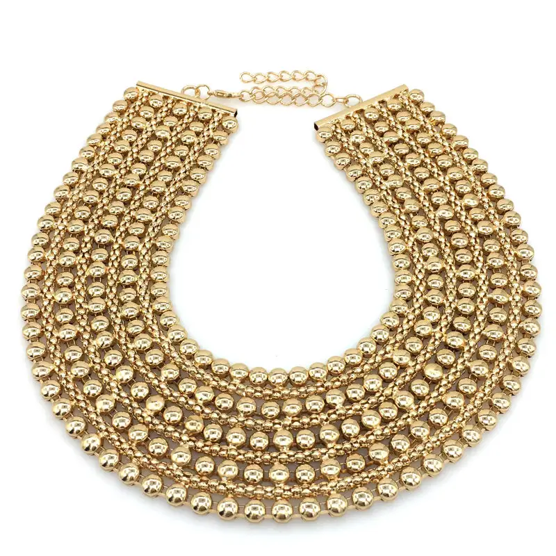 Массивное металлическое массивное ожерелье-чокер для женщин ошейник-нагрудник ожерелье-чокер Макси ювелирные изделия золотые серебряные цвета оптовая продажа