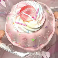 Jouet Squishy Géant en Silicone en Forme de Pudding à la Fraise, à Remontée Lente, Mignon, Doux, Anti-Stress, Prêt à l'Expédition