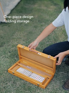 Table de Mahjong pliable de voyage, ensemble de Mahjong chinois, table de jeux de Mahjong traditionnelle chinoise pour le camping en plein air - Product Image 6