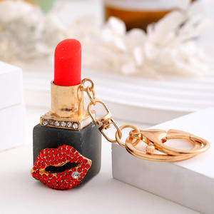 Porte-clés de luxe tendance et <span class=keywords><strong>sexy</strong></span>, baume à lèvres, porte-clés en cristal, porte-clés brillant en strass, porte-clés rouge à lèvres, porte-clés rouge à lèvres brillant - Product Image 2