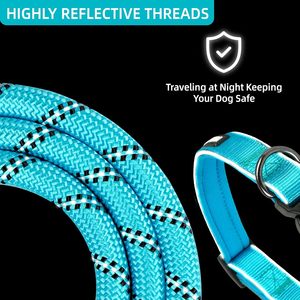 Ensemble de laisse réfléchissante pour chien, collier en nylon néoprène souple réglable, poignée rembourrée confortable, pour petits et grands chiens, - Product Image 4