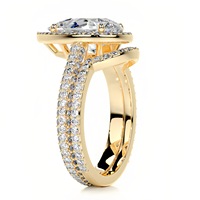 Ensemble de bagues de mariage empilables en forme de goutte d'eau, coupe poire, argent sterling 925 plaqué or 18 carats, bijoux en moissanite VV pour femmes