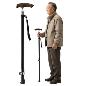 Bâton de <span class=keywords><strong>marche</strong></span> <span class=keywords><strong>en</strong></span> fibre de carbone haute résistance avec poignée <span class=keywords><strong>en</strong></span> <span class=keywords><strong>bois</strong></span> personnalisée, canne de randonnée réglable pour personnes âgées - Product Image 1