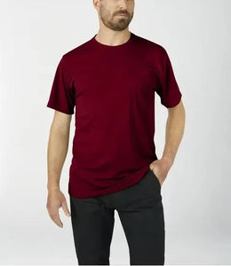 T-shirt en polyester spandex pour hommes avec poche, col rond, manches courtes, t-shirt décontracté de couleur unie - Product Image 5