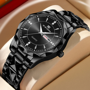 Reloj de vestir premium para hombre con bisel facetado, esfera azul, reloj de pulsera dorado y plateado para caballeros - Product Image 3